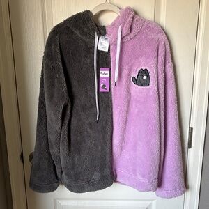 NWT Lush Fuzzy Hoodie - Gray and Purple